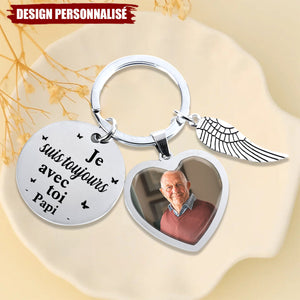 Cadeau commémoratif "Je suis toujours avec toi" – Porte-clés photo personnalisé