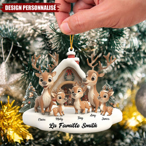 Suspension de Noël Personnalisée - Famille de rennes