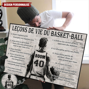 Affiche personnalisée des leçons de vie du basket-ball – Cadeau pour les passionnés de basket-ball