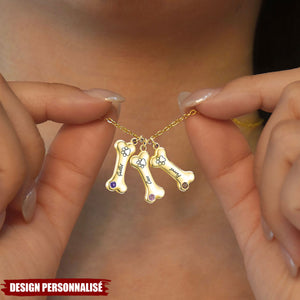 Collier Personnalisé en Forme d’Os - Cadeau Unique pour Amoureux des Animaux