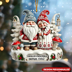Suspension Acrylique Personnalisée - Vieillir Ensemble avec un Couple de Nains