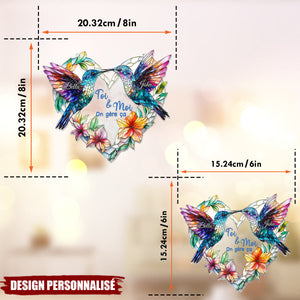 Colibris en Couple – Ornement Attrape-Soleil Personnalisé à Suspendre à la Fenêtre