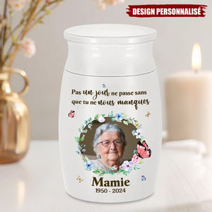 Urne Commémorative Personnalisée avec Photo et Message – En Mémoire d’un Être Cher
