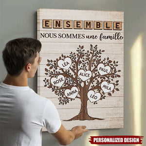 Affiche Personnalisée "Ensemble Nous Sommes Une Famille" – Design Unique en Bois