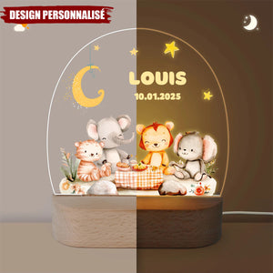 Lampe LED Personnalisée – Animaux de la Savane sous la Lune