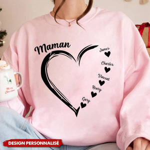 Sweat-shirt Personnalisé avec Cœur et Prénoms – Cadeau Unique pour Mamie