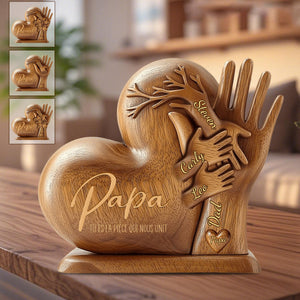 Papa, tu es la pièce qui nous unit – Plaque personnalisée en forme spéciale pour père