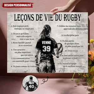 Affiche Personnalisée des Leçons de Vie du Rugby – Cadeau pour les Passionnés de Rugby