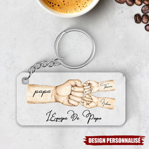 Porte-clés personnalisé “L’équipe de Papa” – Cadeau touchant pour la fête des pères