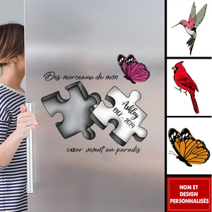 Autocollant Commémoratif Aimanté Personnalisé – Pièces de Puzzle avec Nom et Année