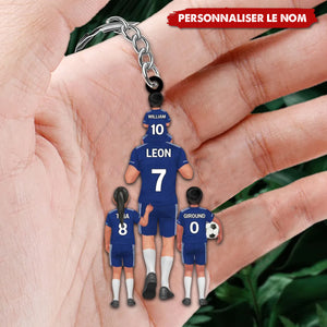 Porte-clés Équipe de Football Personnalisé – Papa et Enfants avec Prénoms et Numéros