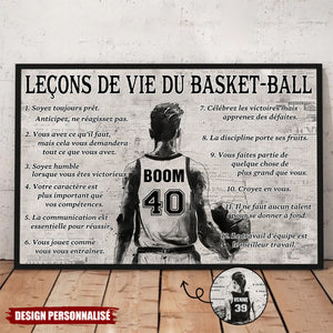 Affiche personnalisée des leçons de vie du basket-ball – Cadeau pour les passionnés de basket-ball