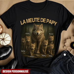 La Meute de Papa – T-shirt personnalisé avec prénom des enfants