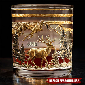 Verre à Whisky avec Motif Cerf et Gravure Personnalisée
