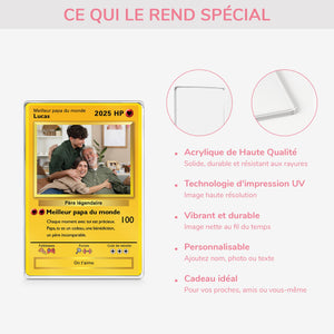 Plaque Acrylique Personnalisée Style Carte de Jeu - Cadeau Unique pour Papa