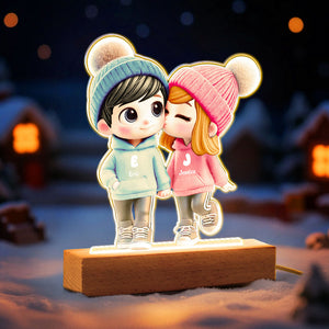 Lampe LED Personnalisée Couple Chibi – Cadeau d’Amour Unique et Lumineux