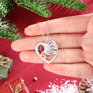 Collier Cœur Personnalisé avec Pierres de Naissance – Cadeau Unique pour Famille et Amis