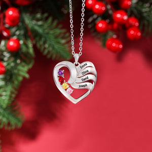 Collier Cœur Personnalisé avec Pierres de Naissance – Cadeau Unique pour Famille et Amis