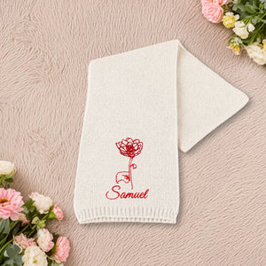 Écharpe Personnalisée et Fleur – Cadeau Élégant et Chaleureux pour Femme