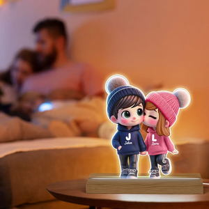 Lampe LED Personnalisée Couple Chibi – Cadeau d’Amour Unique et Lumineux