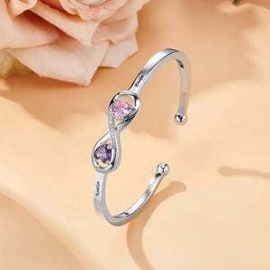 Bracelet Personnalisé avec Noms et Pierres de Naissance en Forme de Cœur - Cadeau Émotionnel et Élégant