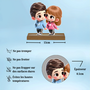 Lampe Acrylique Personnalisée Couple Cartoon – Cadeau Romantique avec Prénoms et Lumière LED