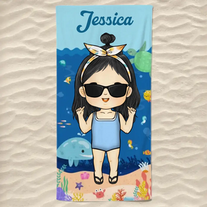 Été, Plage, Piscine, Voyage et Enfant –Serviette de Plage Personnalisée