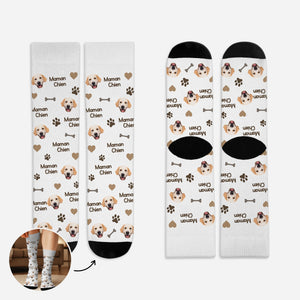 Chaussettes Amusantes pour Amoureux des Chiens-Design Personnalisé avec Photo