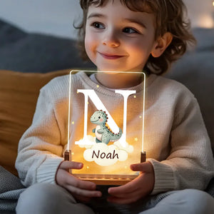 Lampe LED Acrylique Personnalisée avec Lettre et Animal – Cadeau Unique pour Enfants