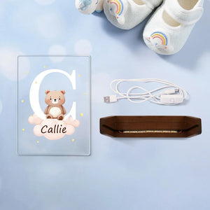 Lampe LED Acrylique Personnalisée avec Lettre et Animal – Cadeau Unique pour Enfants