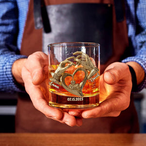 Verre à Whisky Personnalisé – Mains en Cœur & Prénoms Gravés