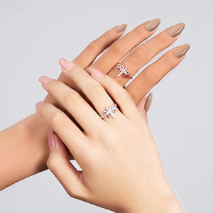 Bague Croix Personnalisée avec Pierre de Naissance – Bijou Chrétien Élégant pour Femmes