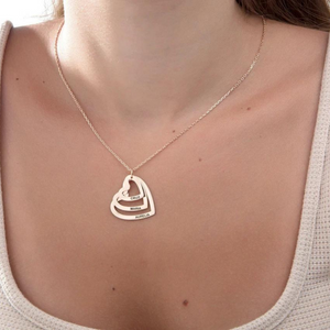 Collier Cœur Personnalisé avec Noms - Cadeau d’Anniversaire ou de Saint-Valentin