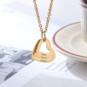 Collier Cœur Personnalisé avec Noms - Cadeau d’Anniversaire ou de Saint-Valentin
