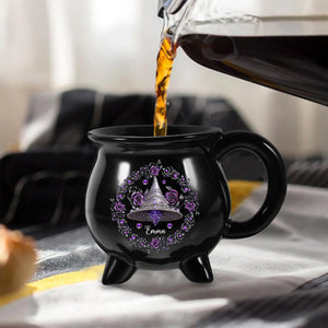 Mug Chaudron Personnalisé – Chapeau de Sorcière & Fleurs Magiques