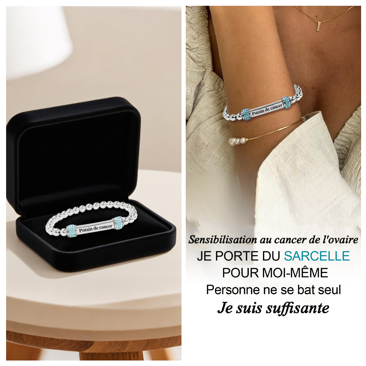 Bracelet de Force et d’Espoir – Lutte contre le Cancer de l’Ovaire