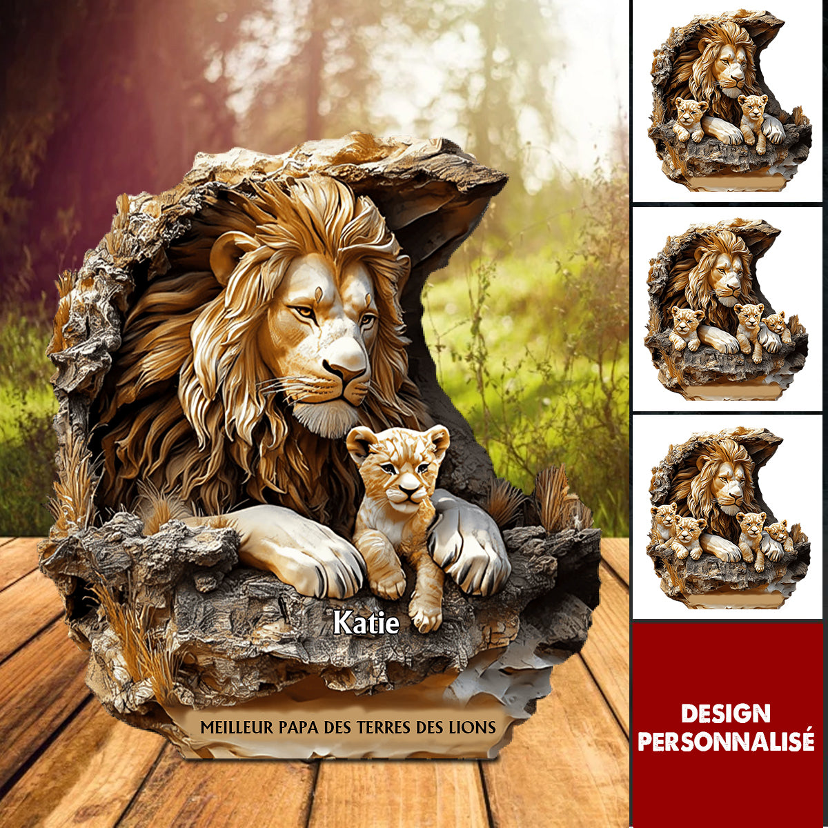 Plaque en acrylique Personnalisée – Meilleur Papa des Terres des Lions