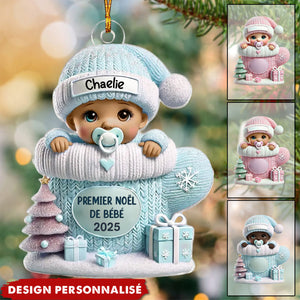 Décoration de Noël Personnalisée Ornement Acrylique  - Premier Noël de Bébé