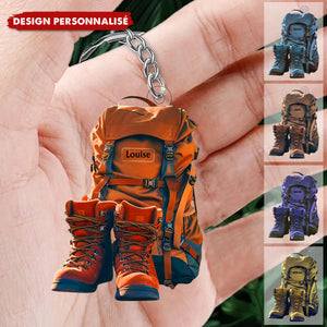 Porte-clés Randonnée Personnalisé – Sac à Dos & Bottes de Montagne