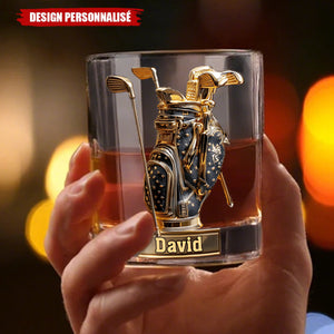 Verre à Whisky Personnalisé – Motif Sac de Golf avec Gravure de Nom