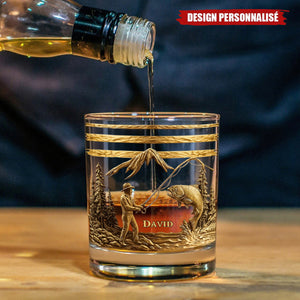 Verre à Whisky Personnalisé – Motif Pêcheur avec Gravure de Nom