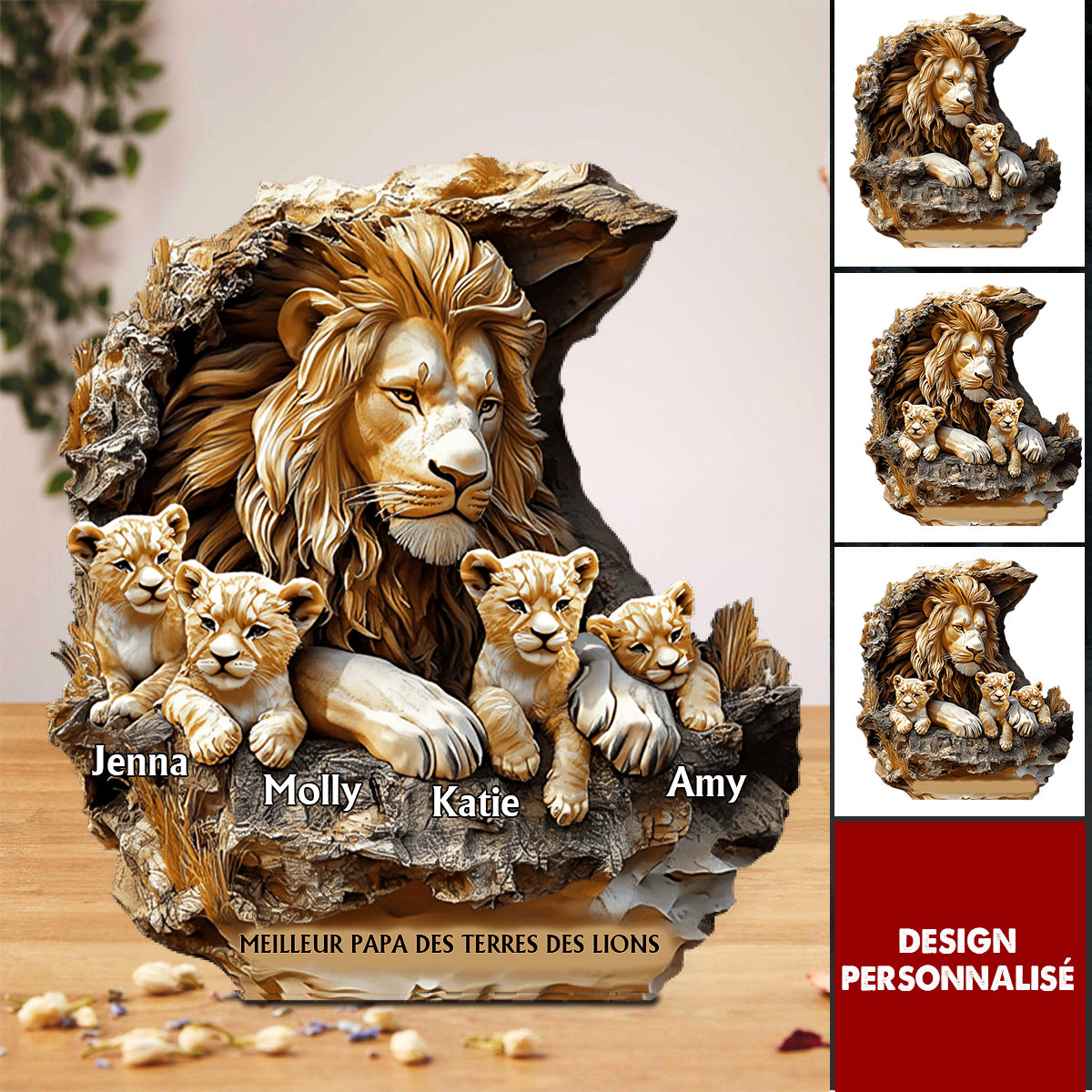 Plaque en acrylique Personnalisée – Meilleur Papa des Terres des Lions