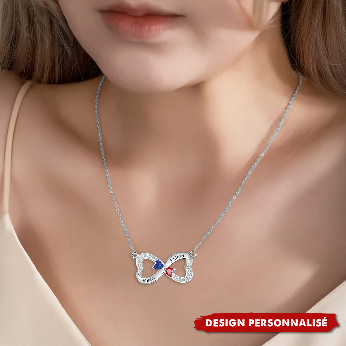 Collier Infini Cœurs Personnalisé - Symbole d’Amour Éternel