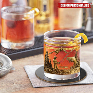 Verre à Whisky Personnalisé – Motif Pêcheur avec Gravure de Nom