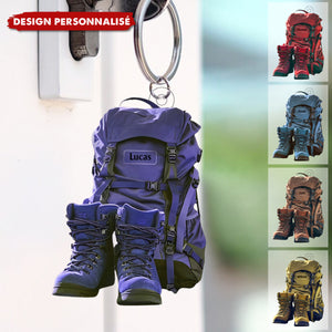 Porte-clés Randonnée Personnalisé – Sac à Dos & Bottes de Montagne