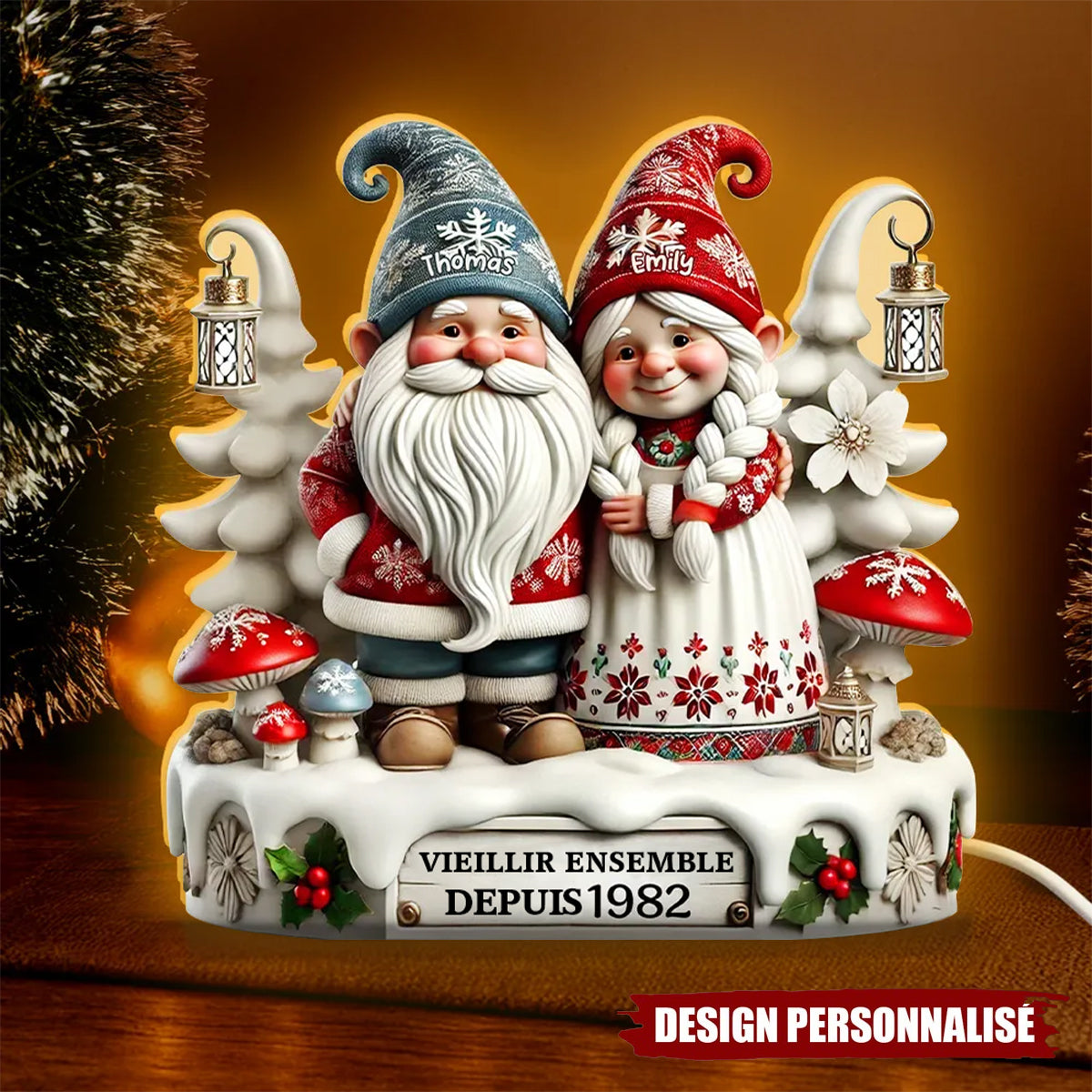Boîte Lumineuse "Vieillir Ensemble" - Cadeau d’Amour Personnalisé