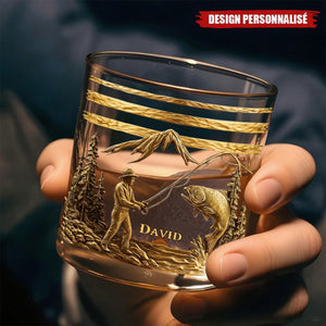 Verre à Whisky Personnalisé – Motif Pêcheur avec Gravure de Nom