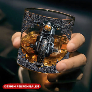 Verre à Whisky Personnalisé Motif Moto – Cadeau Idéal pour Motards