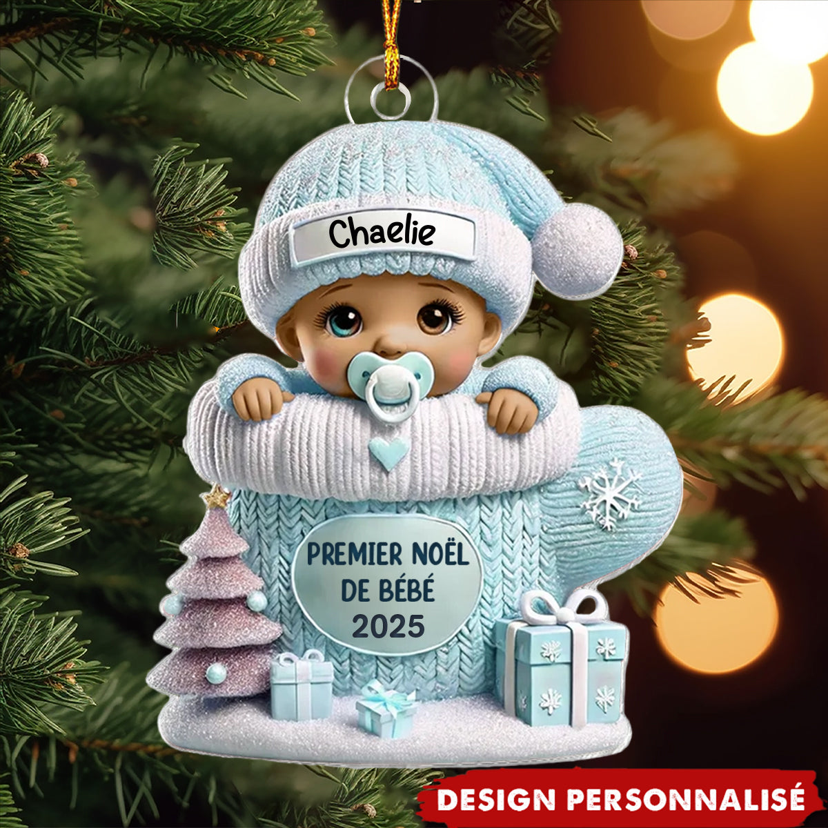 Décoration de Noël Personnalisée Ornement Acrylique  - Premier Noël de Bébé