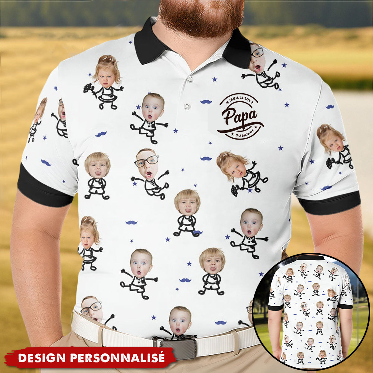 Polo personnalisé avec photo – Meilleur Papa ou Papi du monde